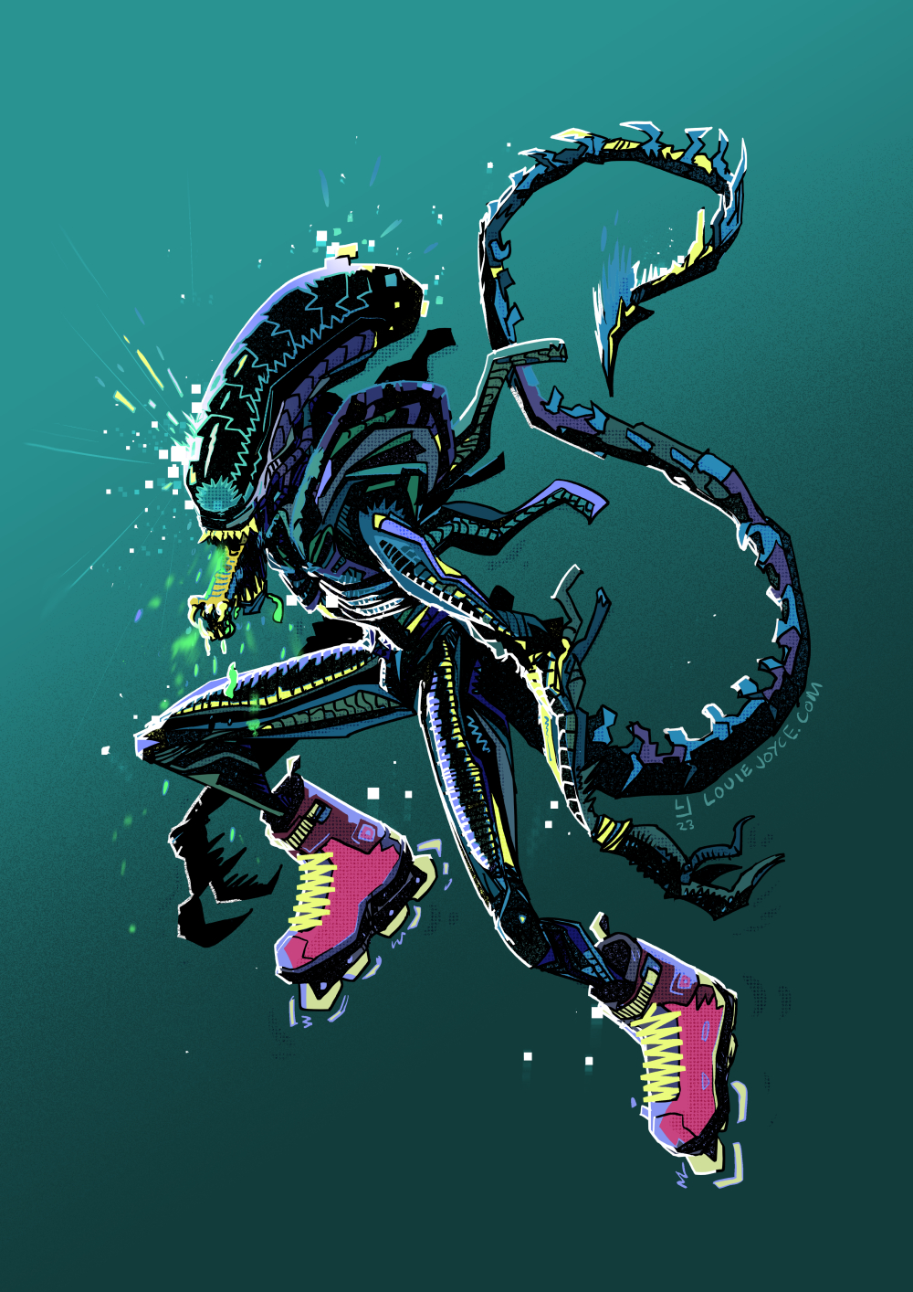 Rollerblading Xenomorph Alien